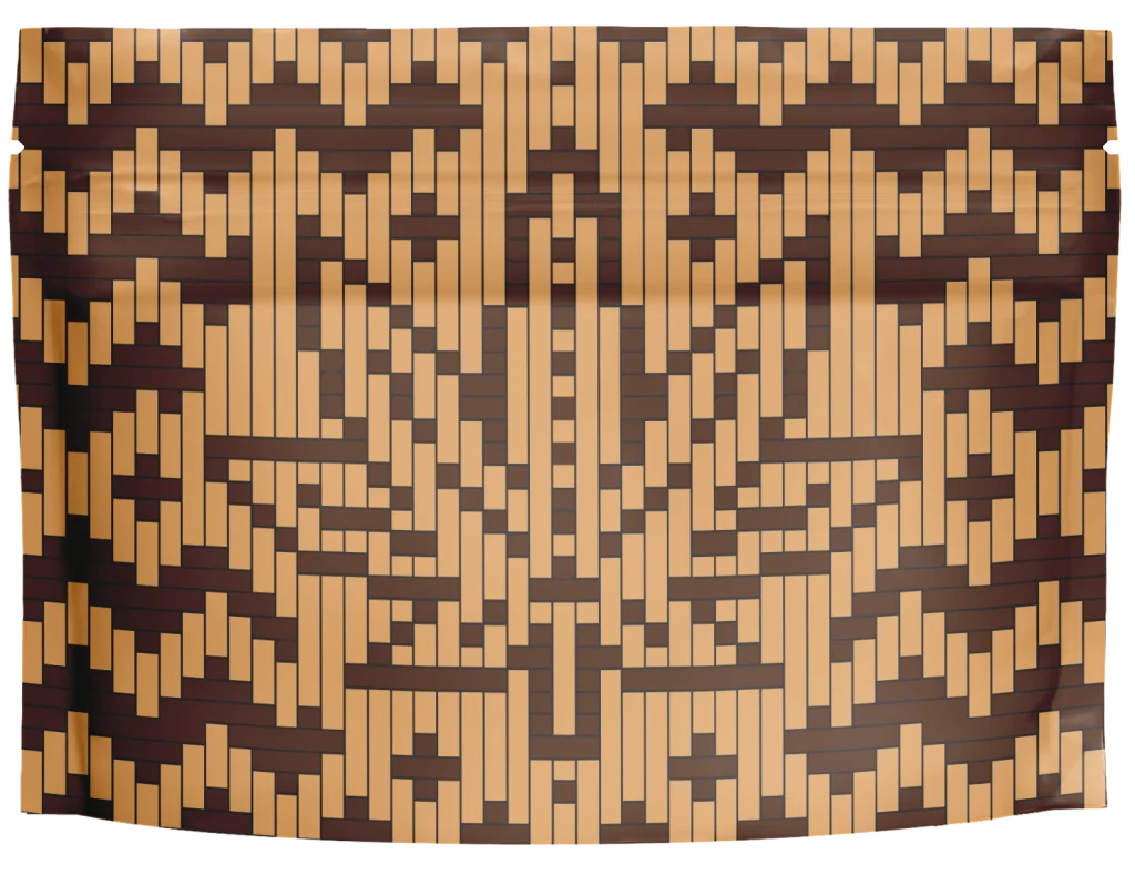 Front of custom Grove Bag featuring Waylon Long Cherokee basket-weaving inspired design
