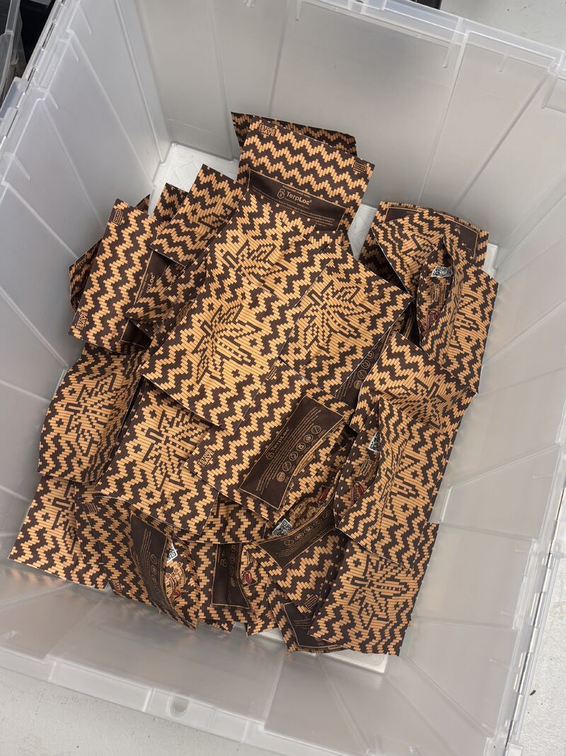 Custom Grove Bags featuring Cherokee basket weaving inspired artwork